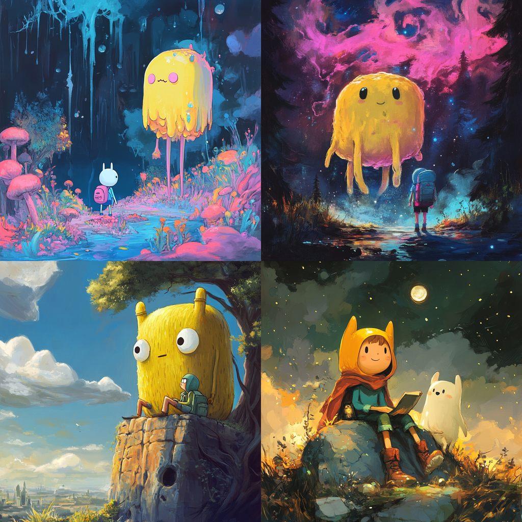 Adventure Time style, Midjourney V6.1, render 1 of 4