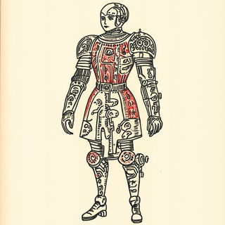 Pressure Marks style, Midjourney V6.1: concept art character design of retropunk steam knight