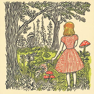 Pressure Marks style, Midjourney V6.1: retro fairy-tale illustration