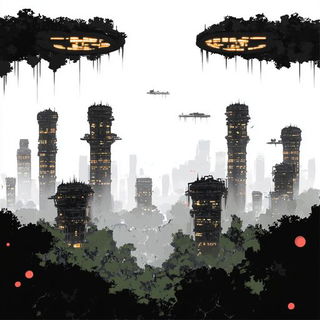Gearshadowism style, Midjourney V6.1: megacity with futuristic bioarchitecture