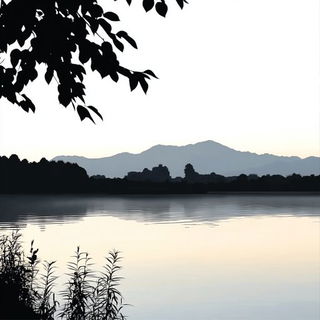 Gearshadowism style, Midjourney V6.1: realistic landscape photograph of quiet dawn