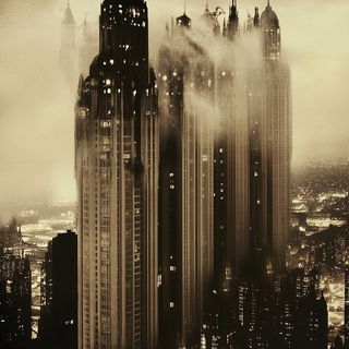 Foliamigrate style, Midjourney V6.1: megacity with futuristic bioarchitecture
