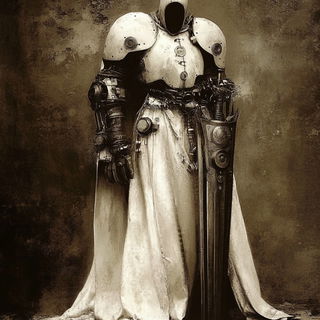 Foliamigrate style, Midjourney V6.1: concept art character design of retropunk steam knight