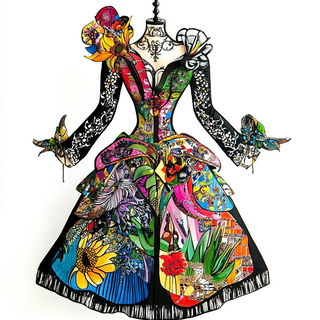 Darkroom Prismcraft style, Midjourney V6.1: haute-couture fashion outfit
