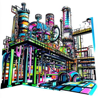 Darkroom Prismcraft style, Midjourney V6.1: technical infrastructure blueprint schematics
