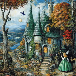 Tidebed Sunstrata style, Midjourney V6.1: retro fairy-tale illustration