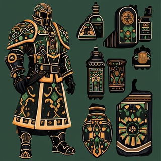 Verandascape style, Midjourney V6.1: concept art character design of retropunk steam knight