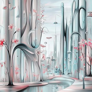 Cloudmolt style, Midjourney V6.1: megacity with futuristic bioarchitecture
