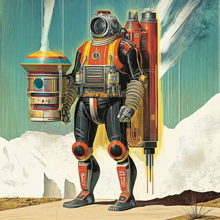 Gilded Bacchanal Engines style, Midjourney V6.1: concept art character design of retropunk steam knight