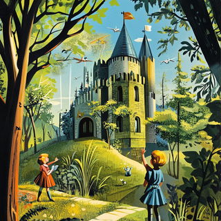 Gilded Bacchanal Engines style, Midjourney V6.1: retro fairy-tale illustration
