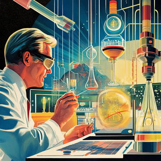 Gilded Bacchanal Engines style, Midjourney V6.1: editorial illustration for popular scientific magazine cover