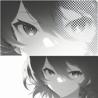 Brushplanet Assemblage style, Midjourney V6.1: black-and-white manga comic strip