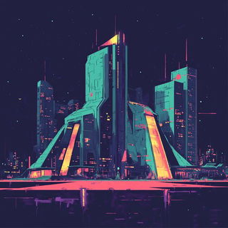 Creamblock Imprint style, Midjourney V6.1: megacity with futuristic bioarchitecture