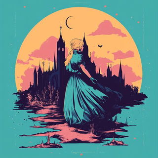 Creamblock Imprint style, Midjourney V6.1: retro fairy-tale illustration