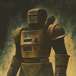 Orange Rook style, Midjourney V6.1: concept art character design of retropunk steam knight