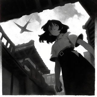 Orange Rook style, Midjourney V6.1: black-and-white manga comic strip