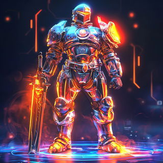 Saturated Fable Machines style, Midjourney V6.1: concept art character design of retropunk steam knight