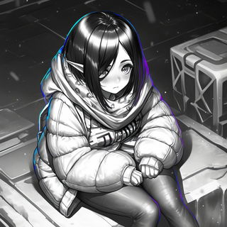 Saturated Fable Machines style, Midjourney V6.1: black-and-white manga comic strip