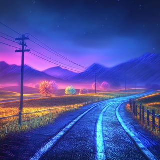 Saturated Fable Machines style, Midjourney V6.1: realistic landscape photograph of quiet dawn
