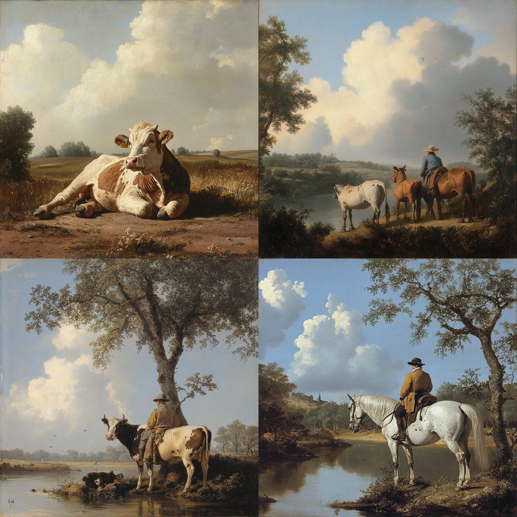 Aelbert Cuyp style, Midjourney V6.1, render 1 of 4