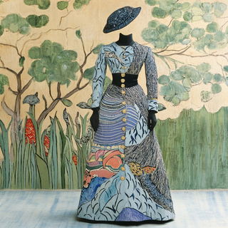 Blueletter Facework style, Midjourney V6.1: haute-couture fashion outfit