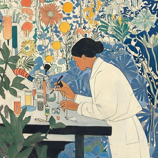 Blueletter Facework style, Midjourney V6.1: editorial illustration for popular scientific magazine cover