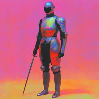 Indigoviolet Monastics style, Midjourney V6.1: concept art character design of retropunk steam knight
