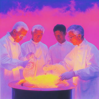 Indigoviolet Monastics style, Midjourney V6.1: editorial illustration for popular scientific magazine cover