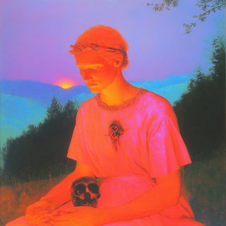 Indigoviolet Monastics style, Midjourney V6.1: classical 18th-century oil painting
