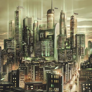 Ragwhite Mythicism style, Midjourney V6.1: megacity with futuristic bioarchitecture