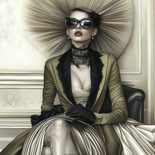 Ragwhite Mythicism style, Midjourney V6.1: haute-couture fashion outfit