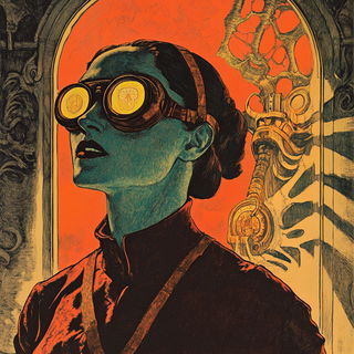 Chromalichen Screenprint style, Midjourney V6.1: editorial illustration for popular scientific magazine cover