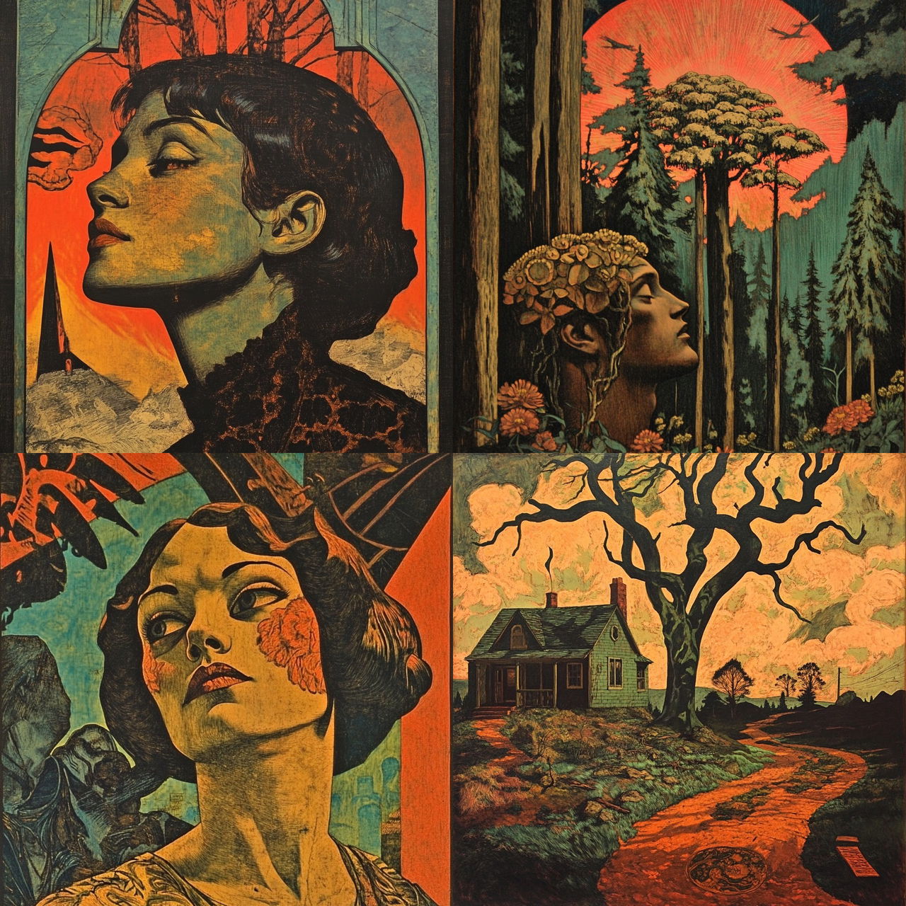 Chromalichen Screenprint style, Midjourney V6.1, render 1 of 4