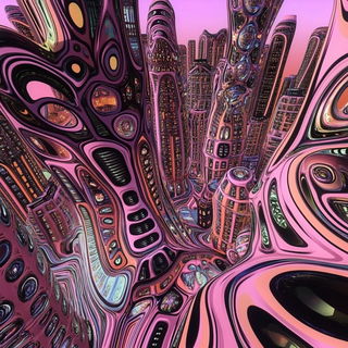 Vaporvale style, Midjourney V6.1: megacity with futuristic bioarchitecture