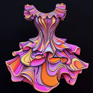 Vaporvale style, Midjourney V6.1: haute-couture fashion outfit