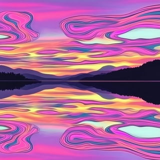 Vaporvale style, Midjourney V6.1: realistic landscape photograph of quiet dawn