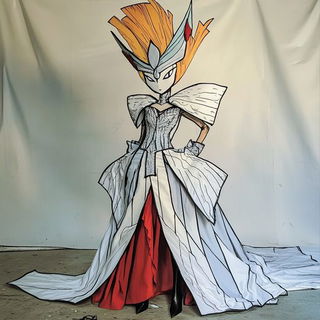 Anatomelux style, Midjourney V6.1: haute-couture fashion outfit
