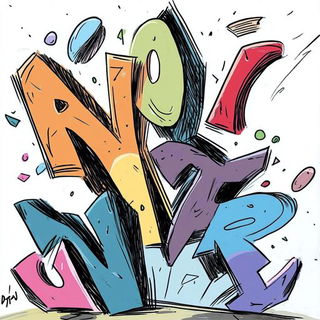 Anatomelux style, Midjourney V6.1: typographic composition with large letters