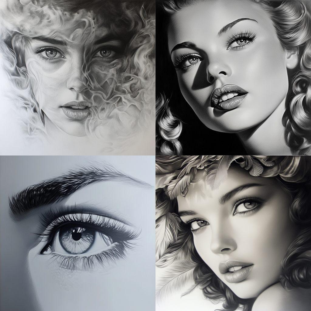 Airbrush drawing style, Midjourney V6.1, render 1 of 4