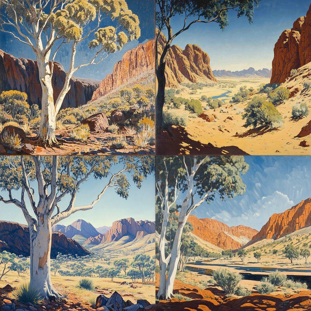 Albert Namatjira style, Midjourney V6.1, render 1 of 4