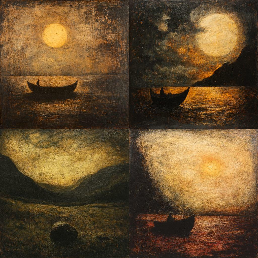 Albert Pinkham Ryder style, Midjourney V6.1, render 1 of 4