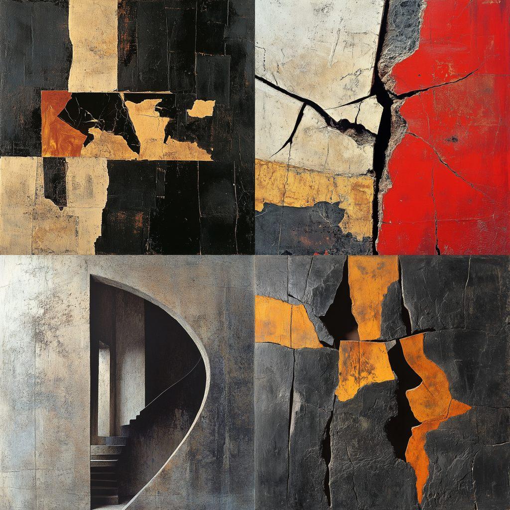 Alberto Burri style, Midjourney V6.1, render 1 of 4