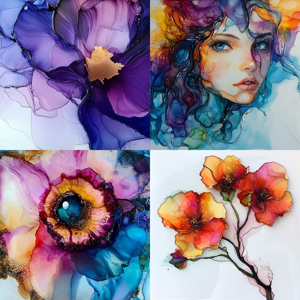 Alcohol ink style, Midjourney V6.1, render 1 of 4