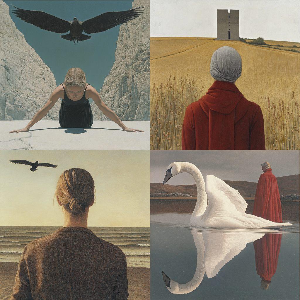 Alex Colville style, Midjourney V6.1, render 1 of 4