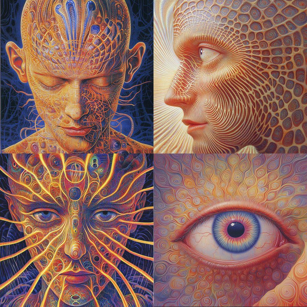 Alex Grey style, Midjourney V6.1, render 1 of 4