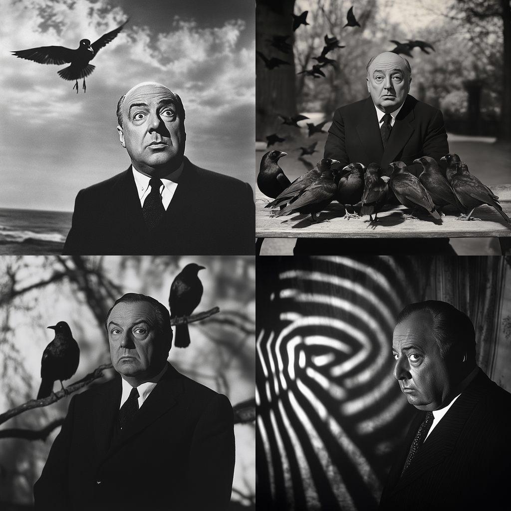Alfred Hitchcock style, Midjourney V6.1, render 1 of 4