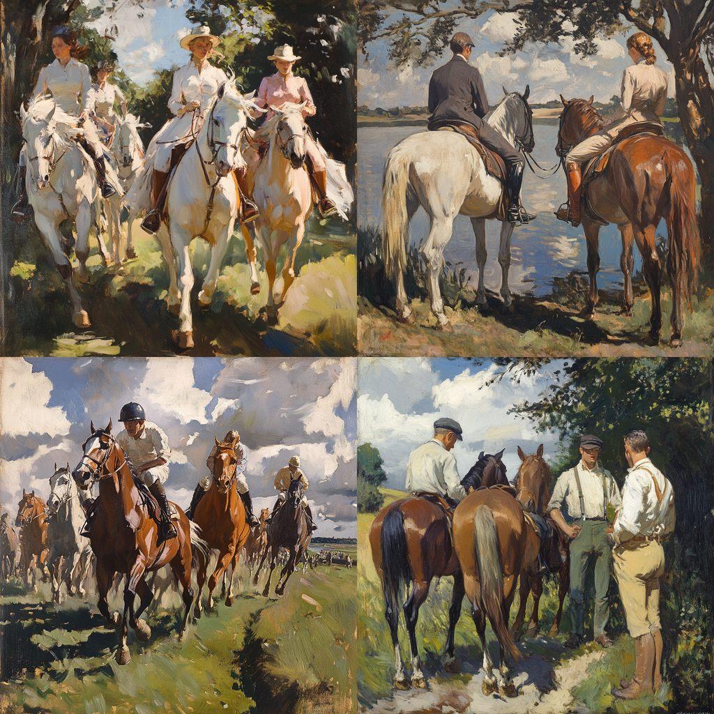 Alfred Munnings style, Midjourney V6.1, render 1 of 4