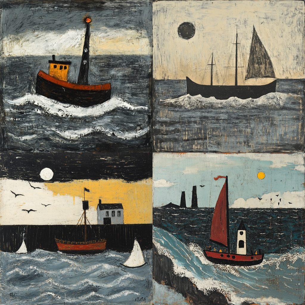 Alfred Wallis style, Midjourney V6.1, render 1 of 4