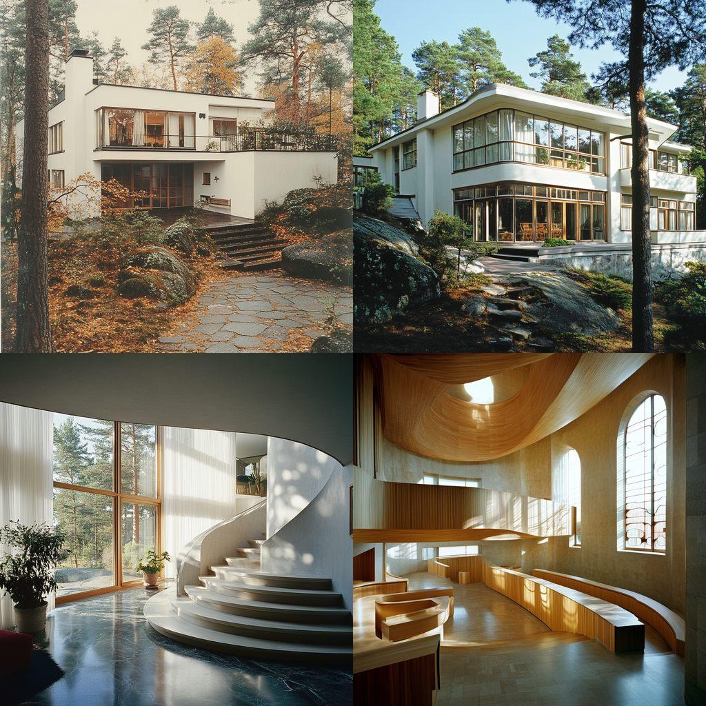 Alvar Aalto style, Midjourney V6.1, render 1 of 4