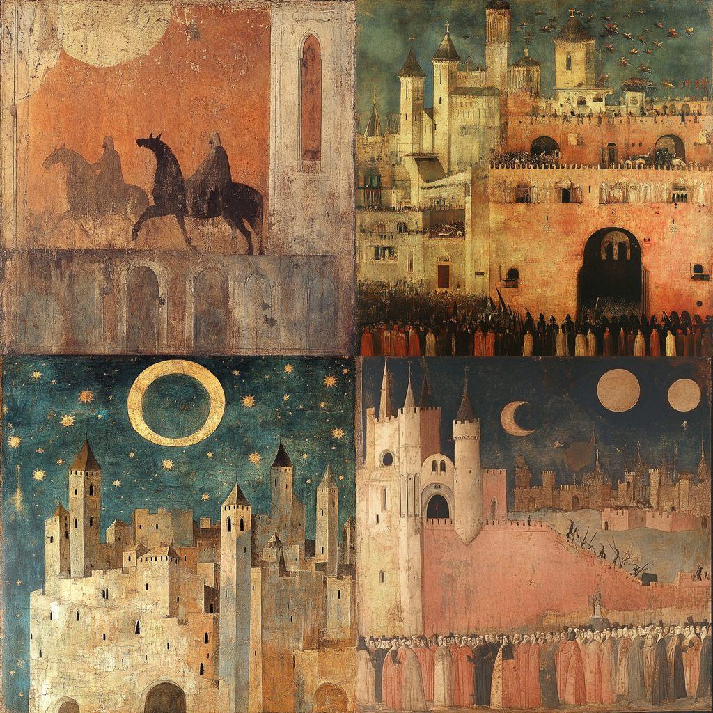 Ambrogio Lorenzetti style, Midjourney V6.1, render 1 of 4